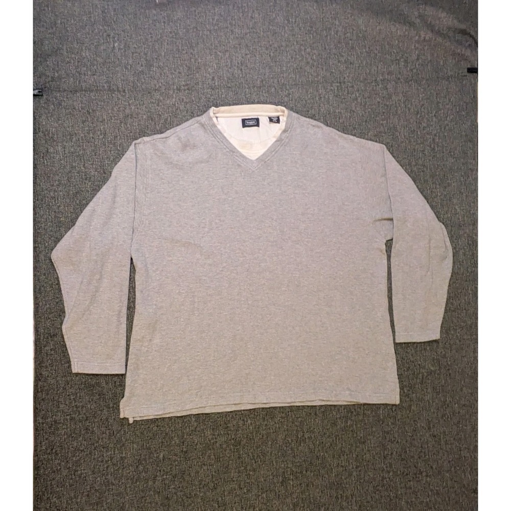 Haggar Double Layer Mens 2XL Sweatshirt Pullover Gray Long Sleeve Heavy Shirt